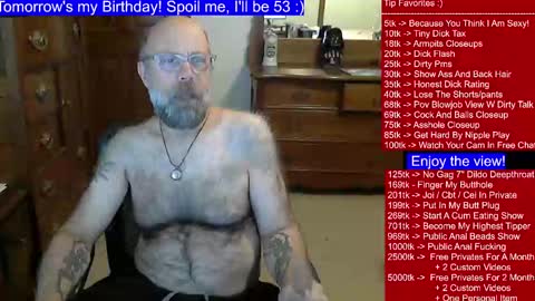 HairyDaddyBear69 online show from January 1, 2025, 2:44 am